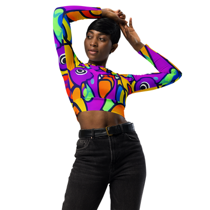 Long Sleeve Crop Top - Kaleido Fish