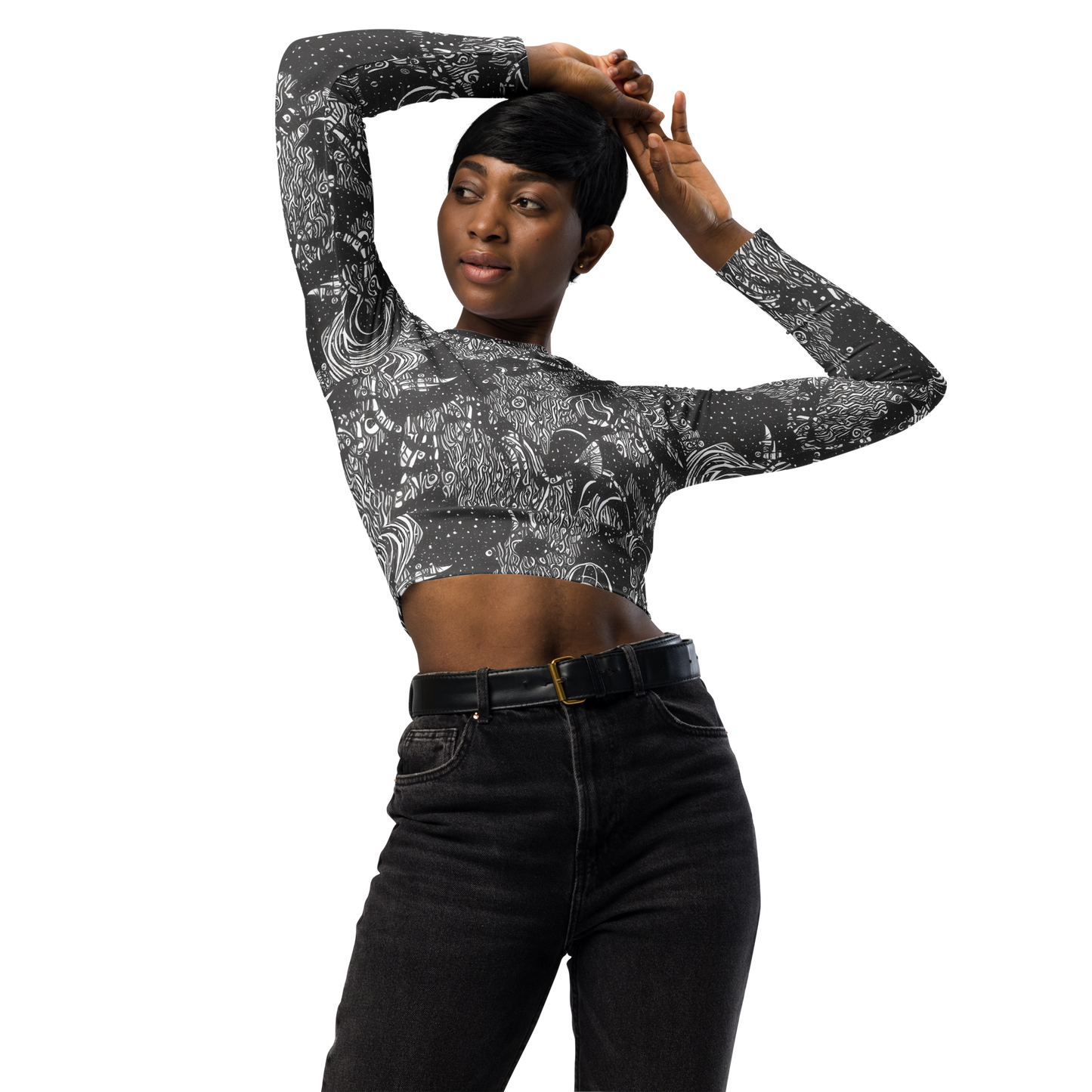 Long Sleeve Crop Top - Shadow Reverie