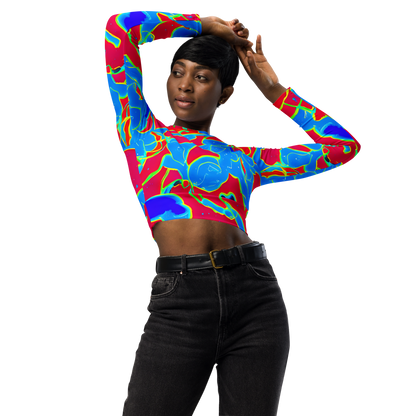 Long Sleeve Crop Top - Electric Bloom