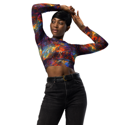 Long Sleeve Crop Top - Auroral Ripples