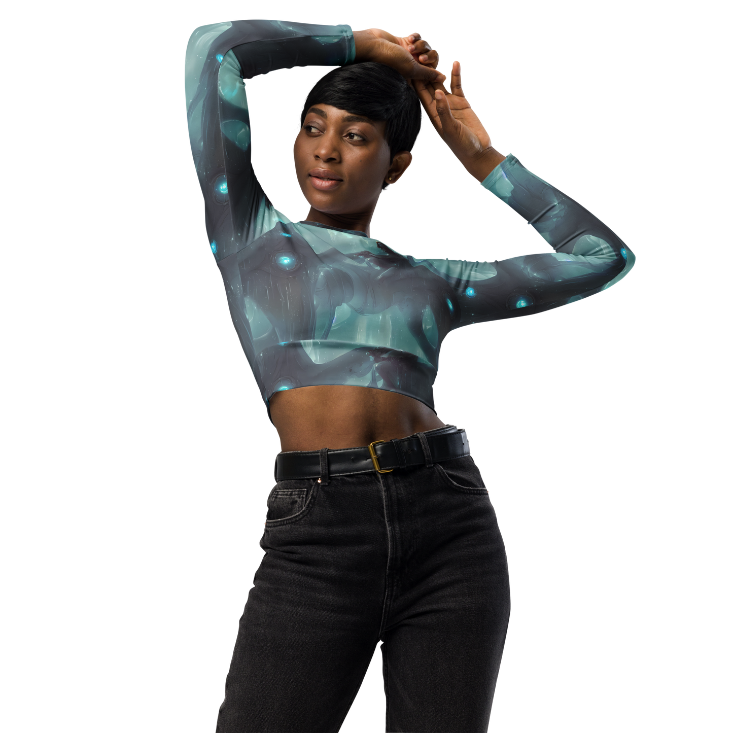 Long Sleeve Crop Top - Liquid Serenity