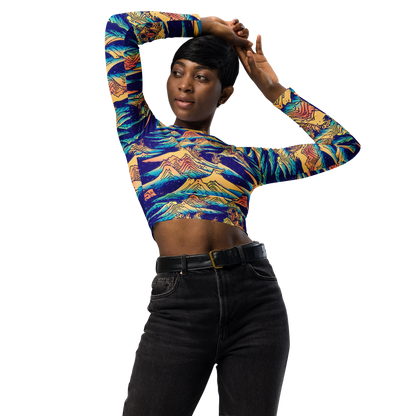 Long Sleeve Crop Top - Mystical Mountain Mirage