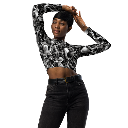 Long Sleeve Crop Top - Fluid Monochrome