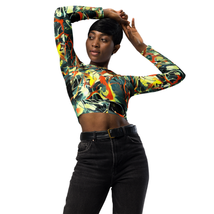 Long Sleeve Crop Top - Fluid Firestorm