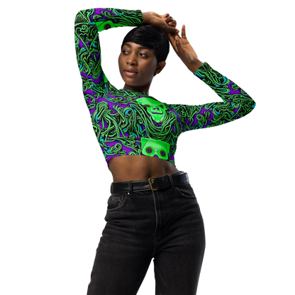 Long Sleeve Crop Top - Ghostly Labyrinth