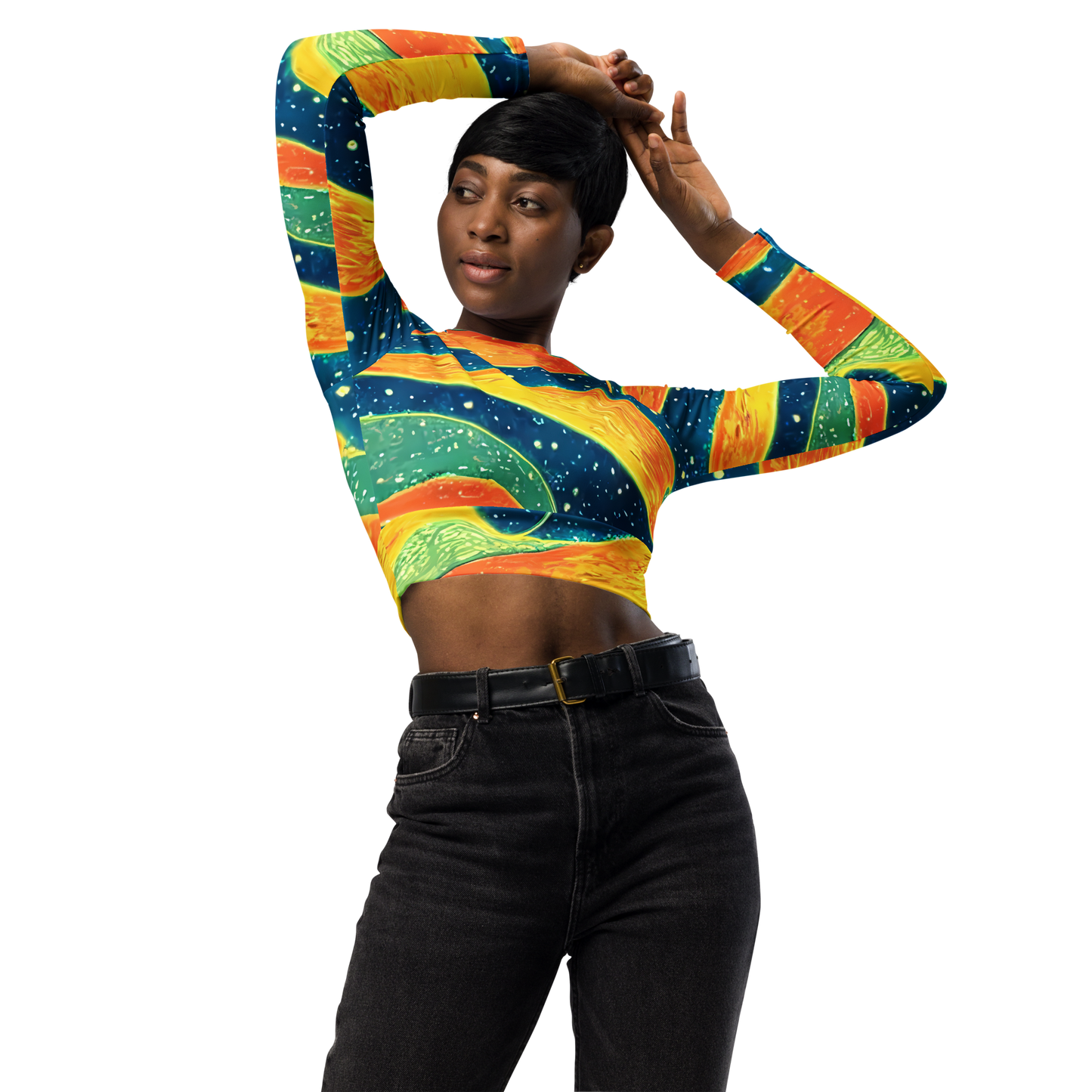 Long Sleeve Crop Top - Celestial Harmony