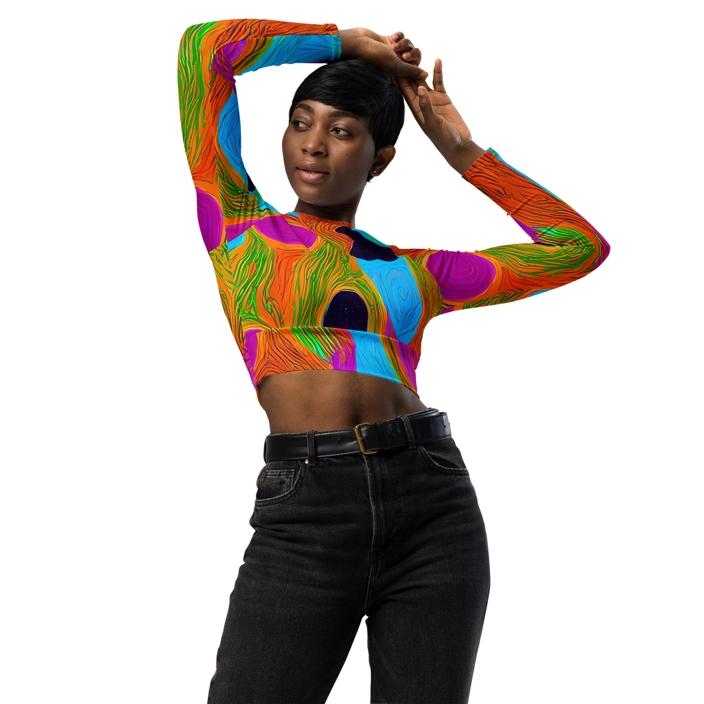 Long Sleeve Crop Top - Galactic Harmony