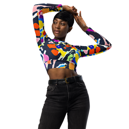 Long Sleeve Crop Top - Kaleido Burst