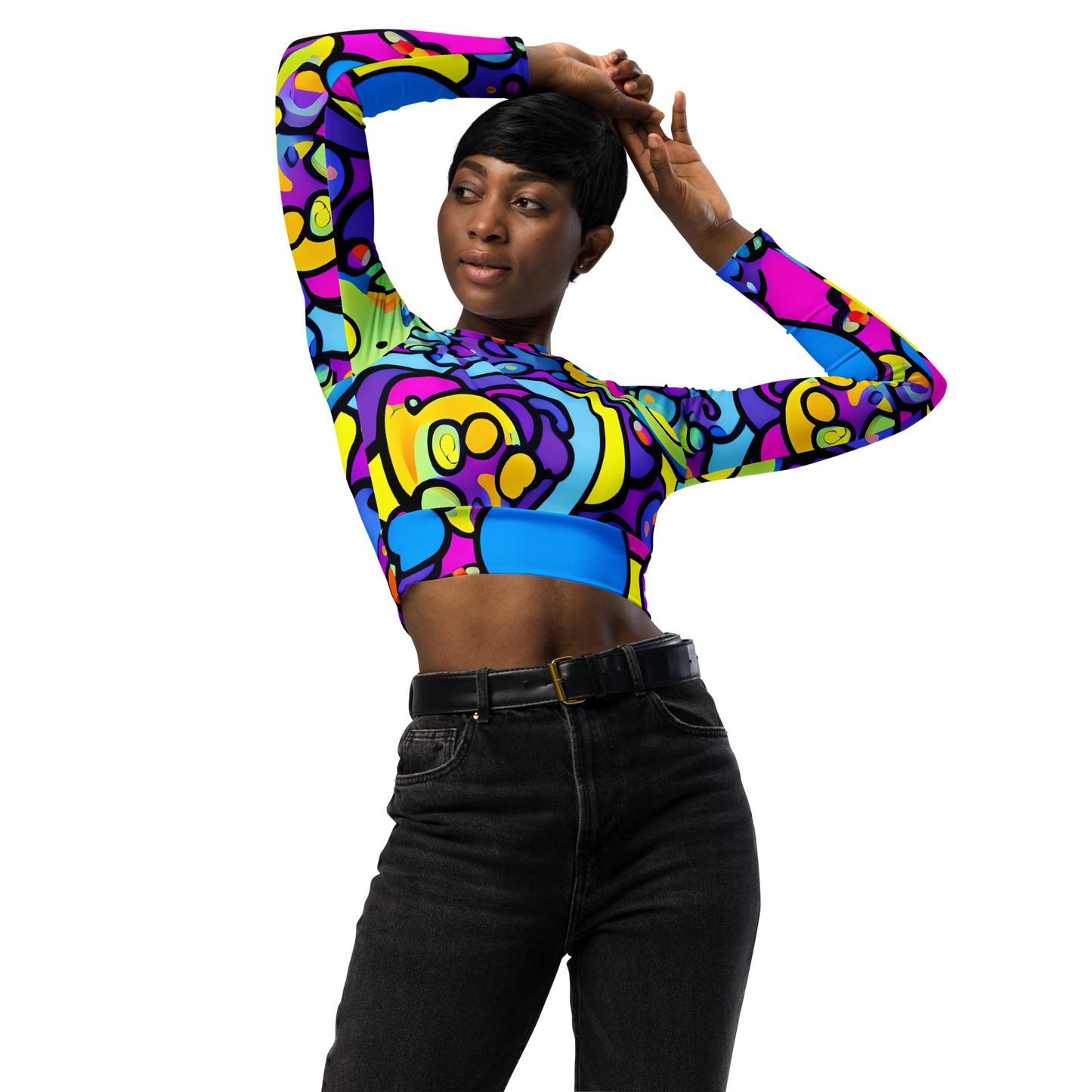 Long Sleeve Crop Top - Radiant Lagoon