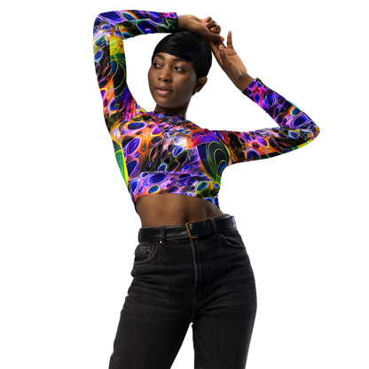 Long Sleeve Crop Top - Neon Orbits