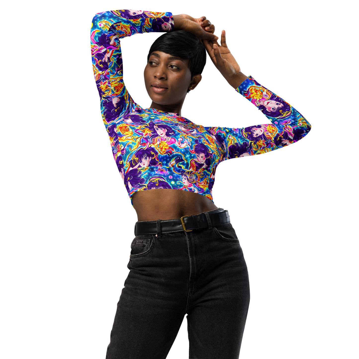 Long Sleeve Crop Top - Aquatic Whim