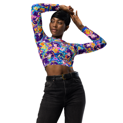 Long Sleeve Crop Top - Aquatic Whim