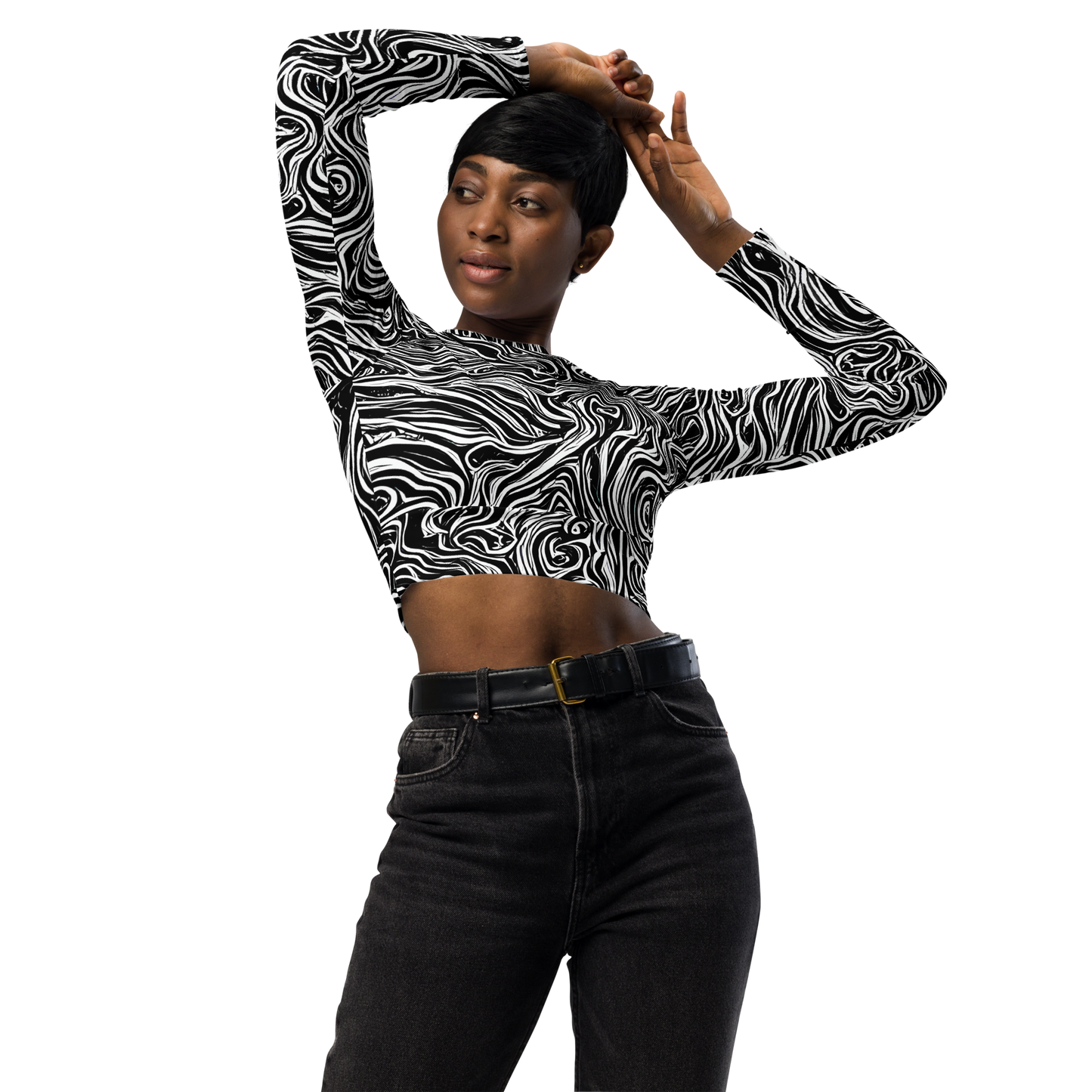 Long Sleeve Crop Top - Inky Whispers