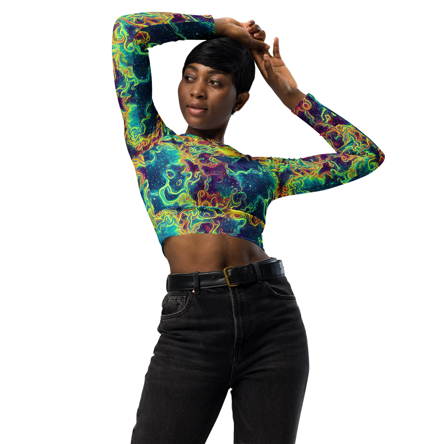 Long Sleeve Crop Top - Echoed Pulses