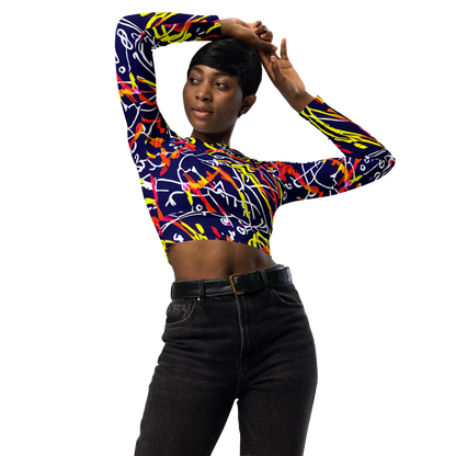 Long Sleeve Crop Top - Neon Currents