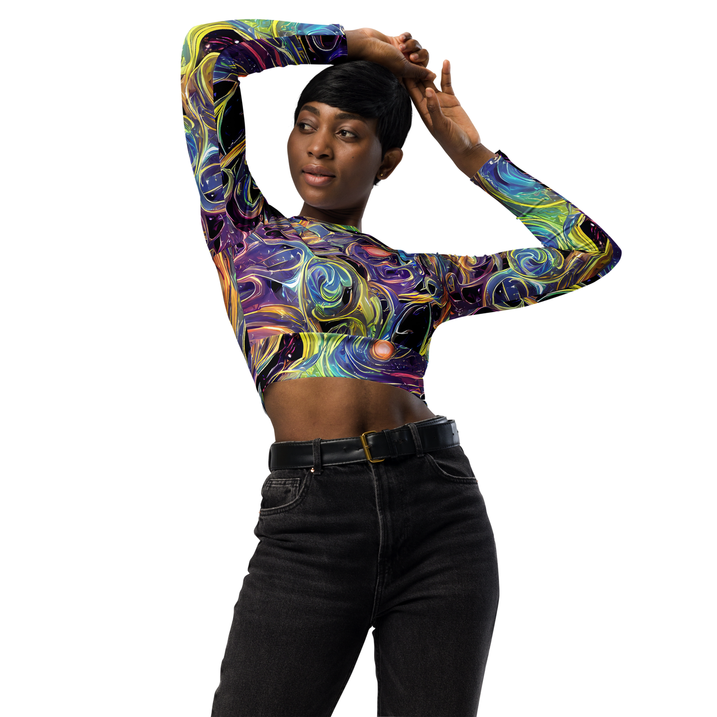 Long Sleeve Crop Top - Lebacq Swirl