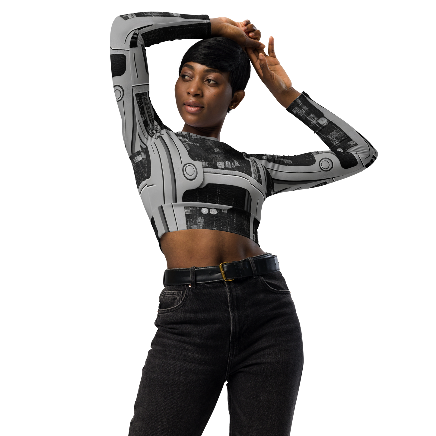 Long Sleeve Crop Top - Concrete Harmony