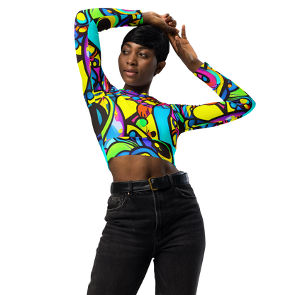 Long Sleeve Crop Top - Kaleidoscopic Flow