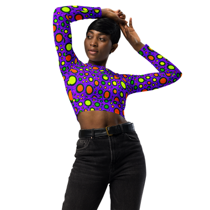 Long Sleeve Crop Top - Luminous Bubbles