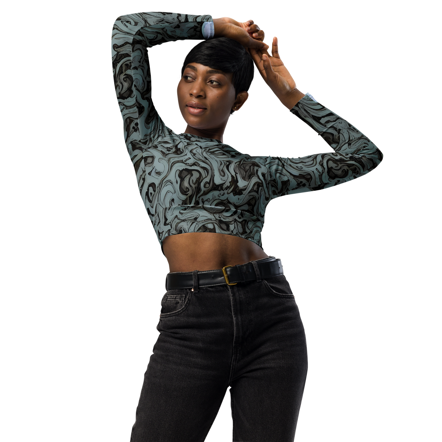 Long Sleeve Crop Top - Caruso Swirl