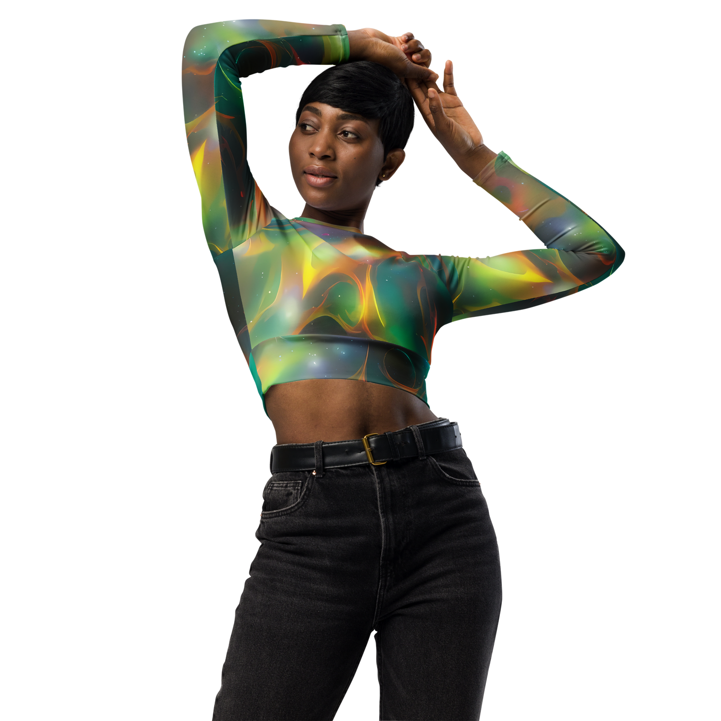Long Sleeve Crop Top - Cheng Wallis Whirl