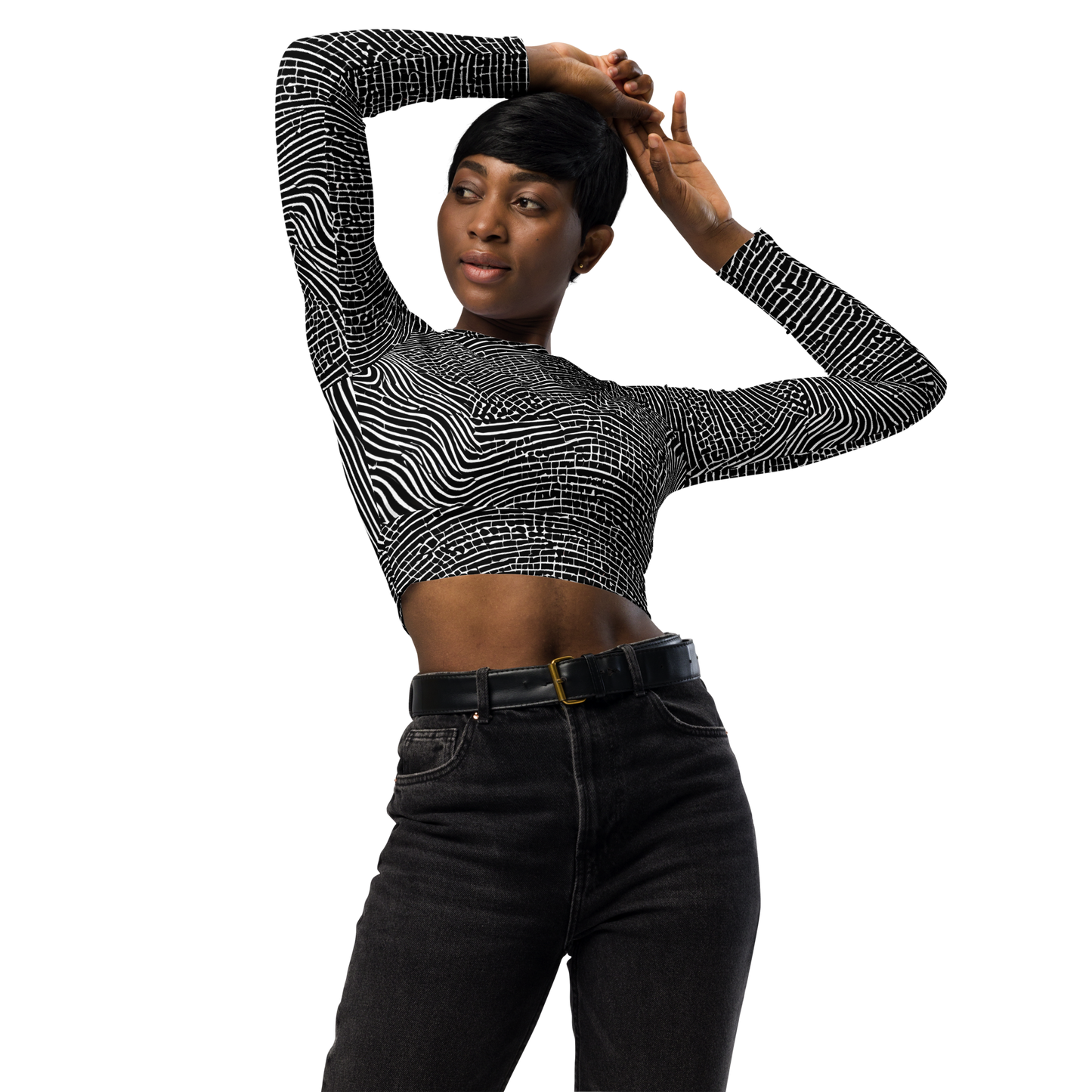 Long Sleeve Crop Top - Zenith Stripes