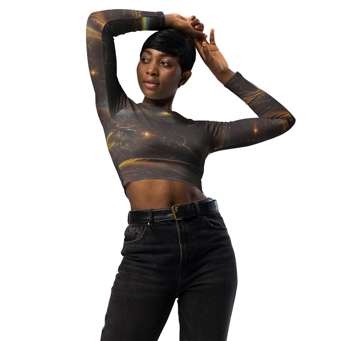 Long Sleeve Crop Top - Quantum Illusions