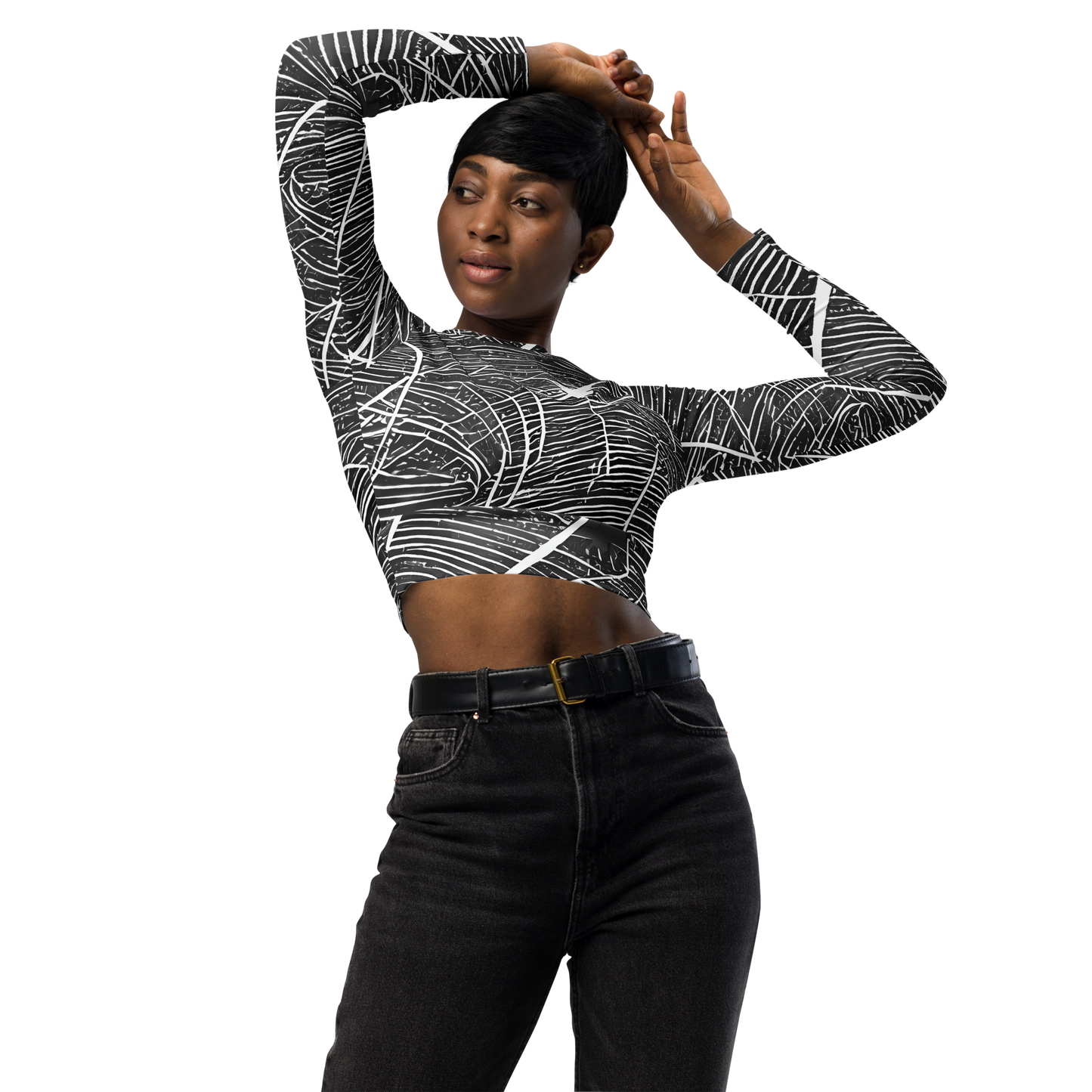 Long Sleeve Crop Top - Silver Echo