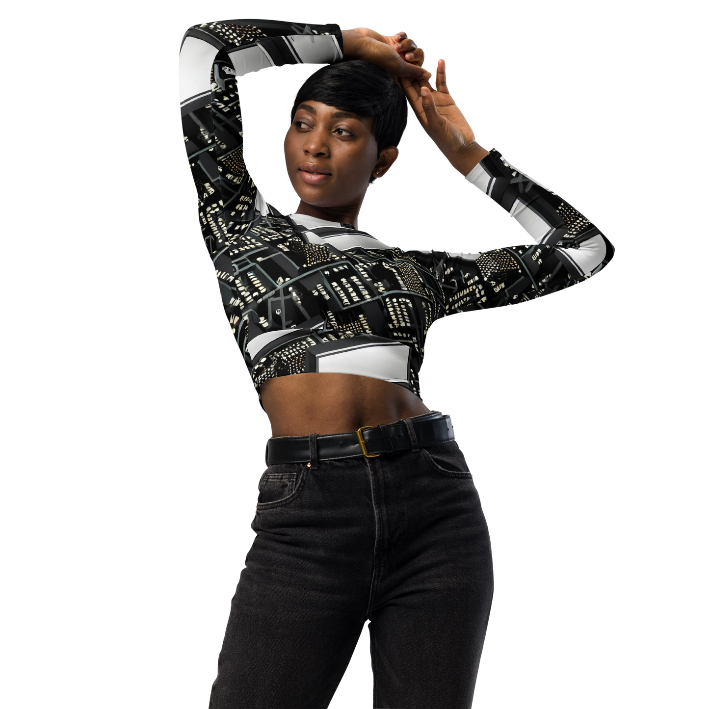 Long Sleeve Crop Top - Electro Essence