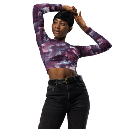 Long Sleeve Crop Top - Twilight Fortresses