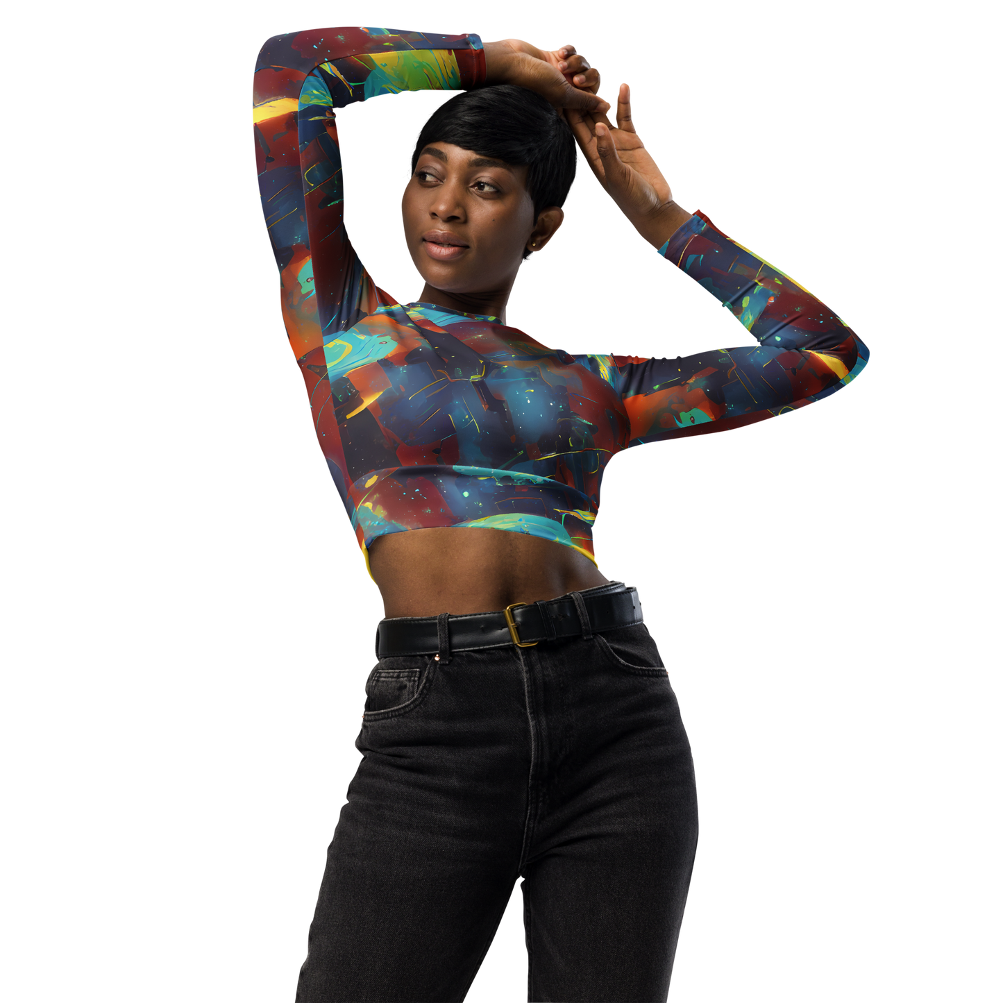 Long Sleeve Crop Top - Journey Through Infinity