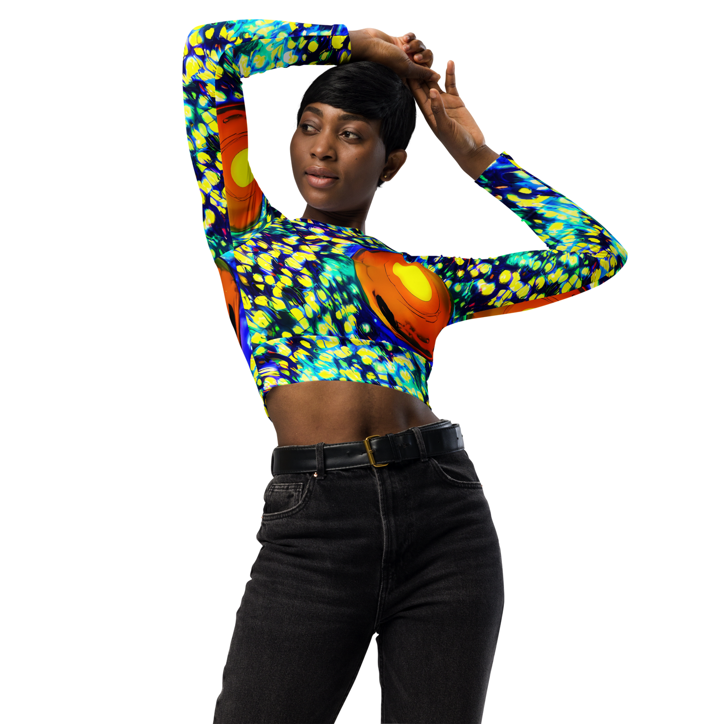 Long Sleeve Crop Top - Illuminated Whirl