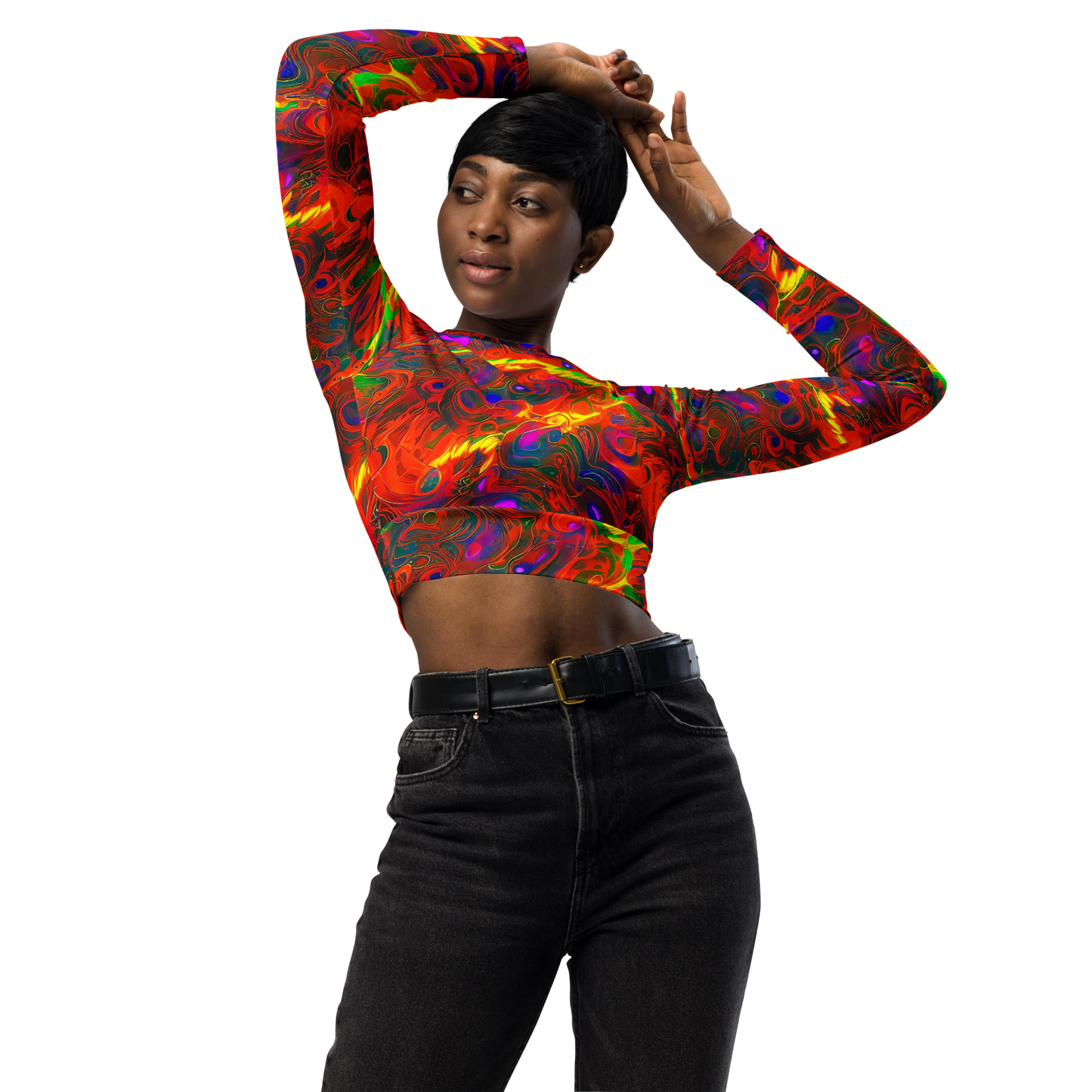 Long Sleeve Crop Top - Blampied Blaze