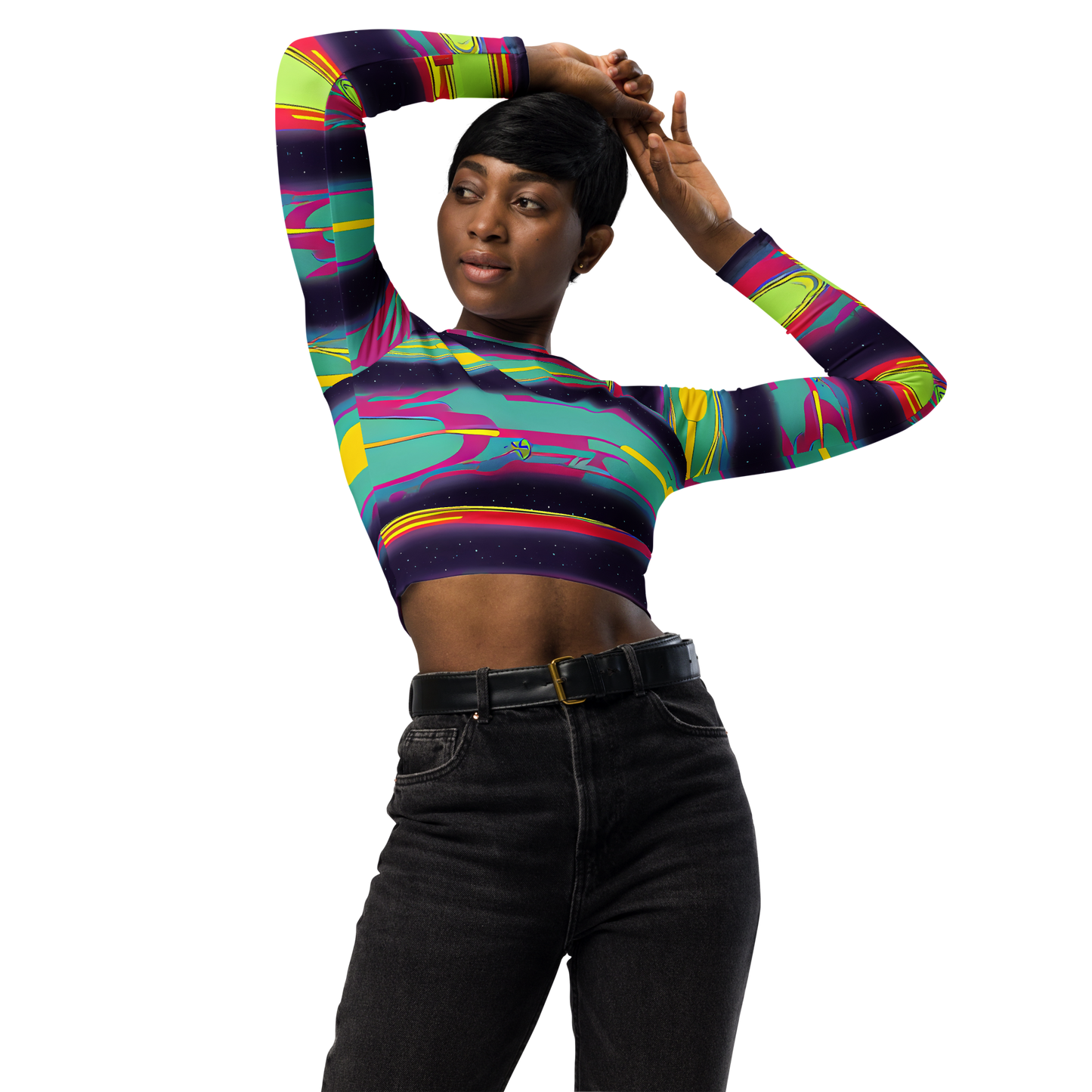 Long Sleeve Crop Top - Astro Pop