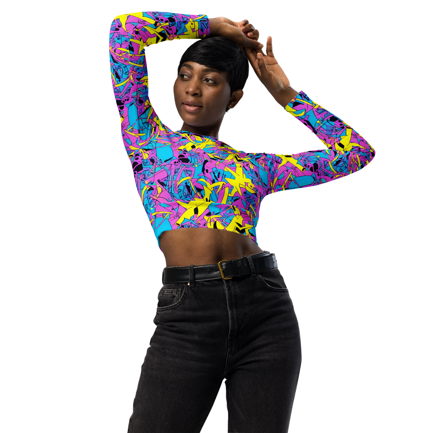 Long Sleeve Crop Top - Neon Jive