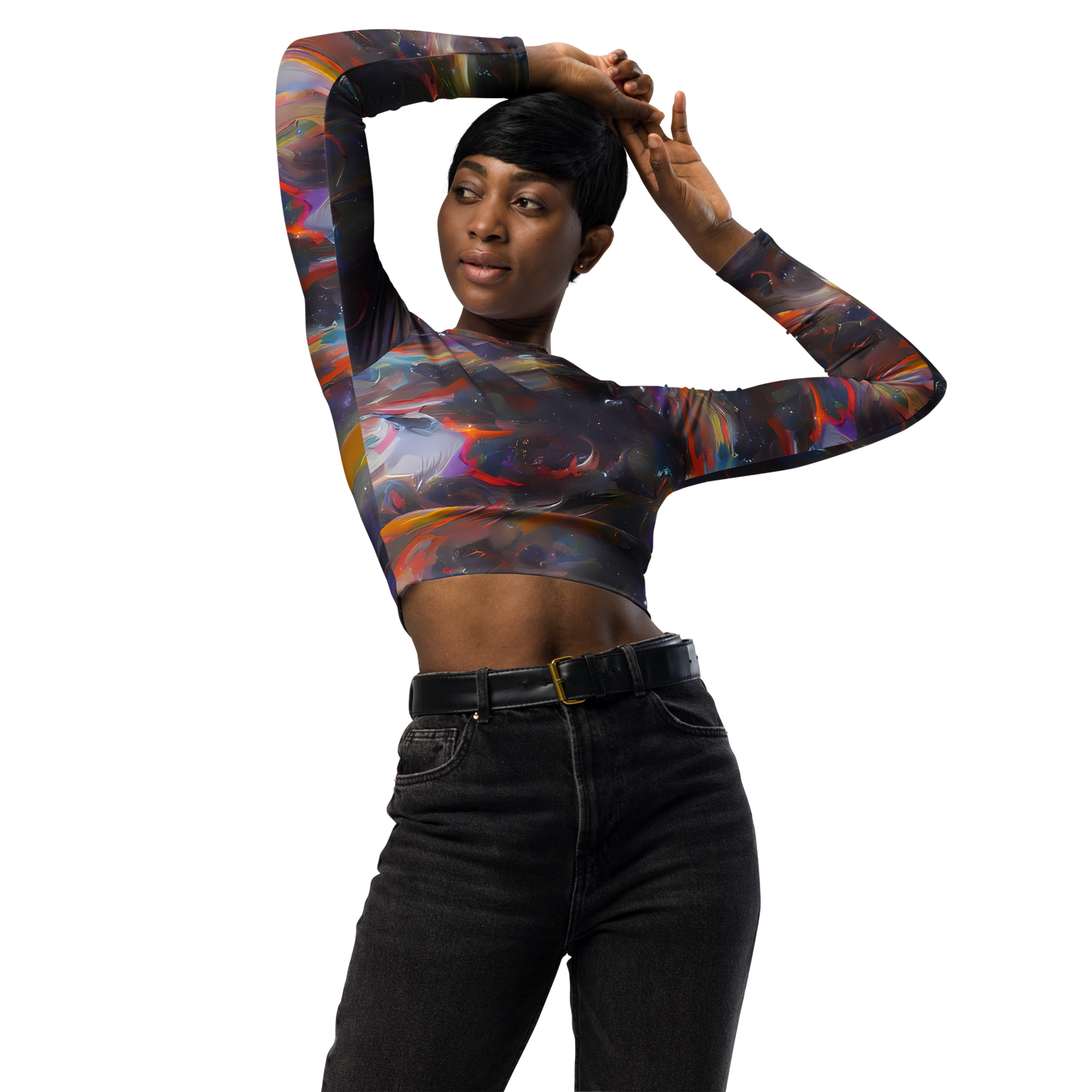 Long Sleeve Crop Top - Chromatic Flux