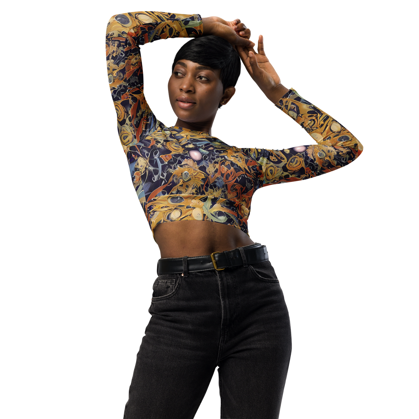 Long Sleeve Crop Top - Quantum Symmetry