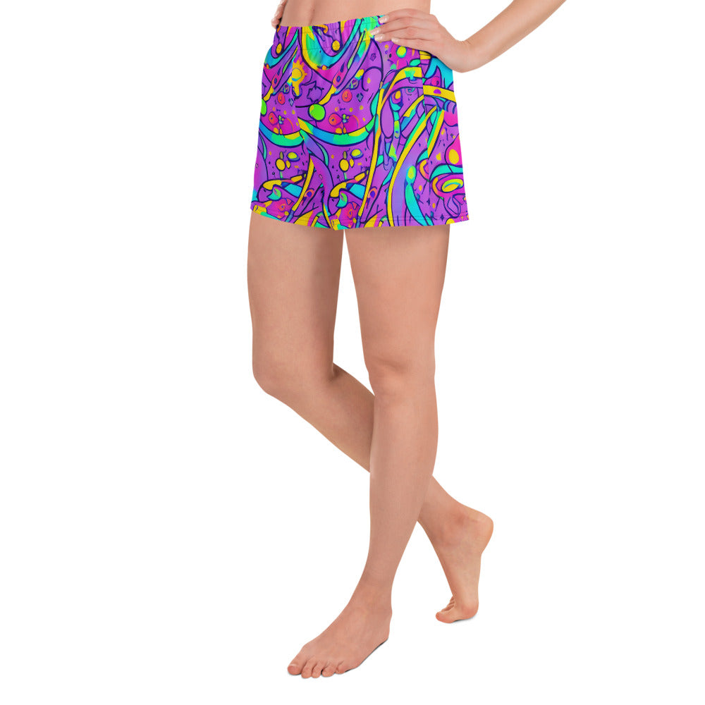 Athletic Shorts - Neon Galaxy Whirl