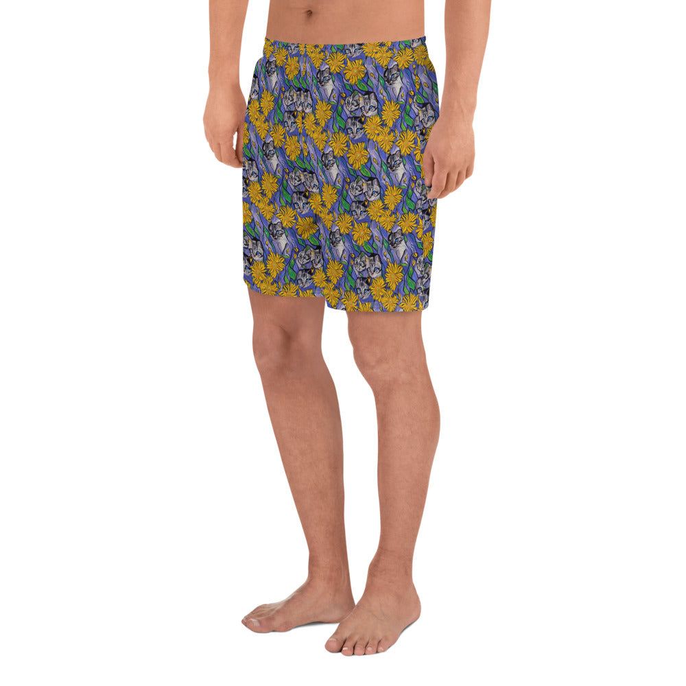 Men's Athletic Shorts - Feline Flora