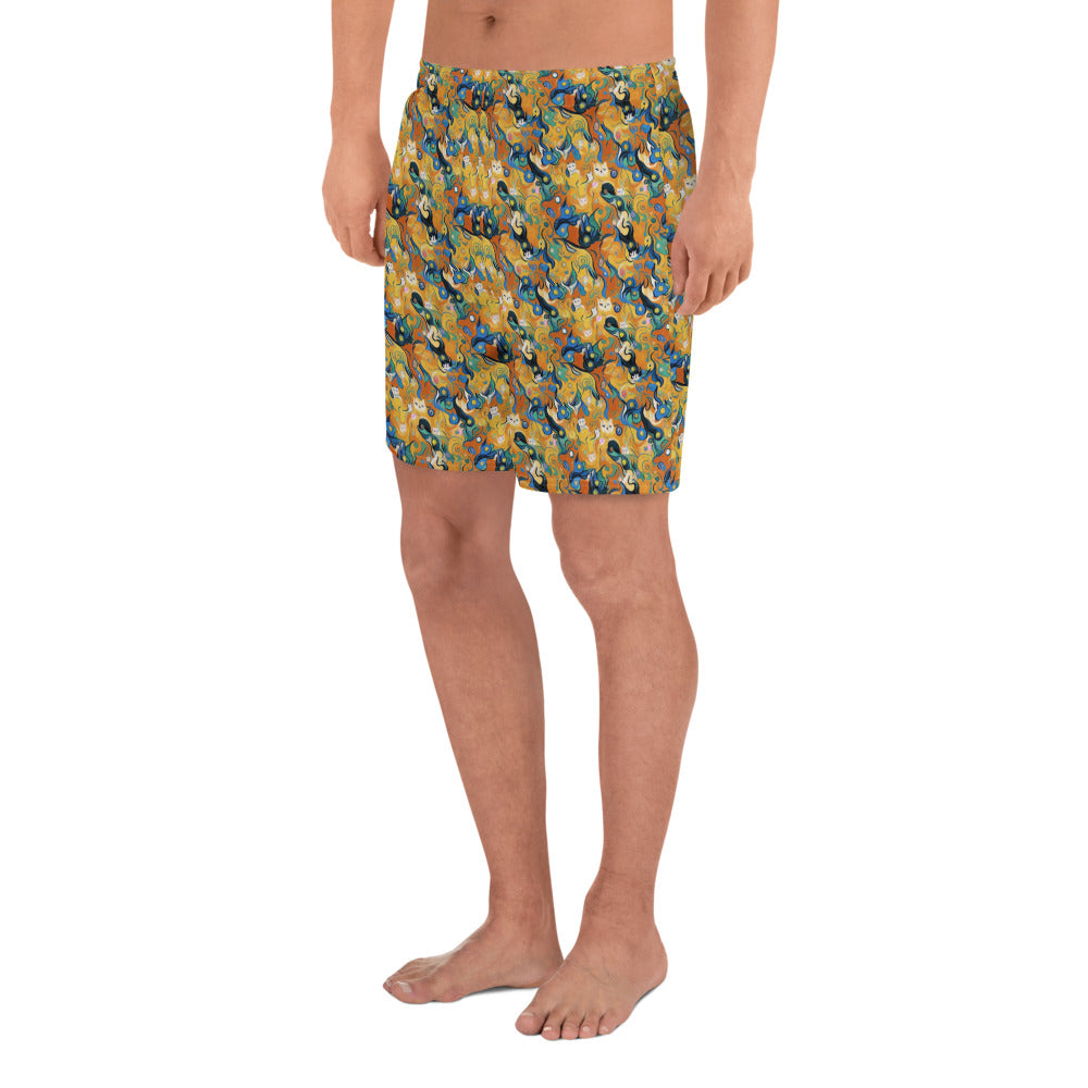 Men's Athletic Shorts - Whimsical Feline Dance