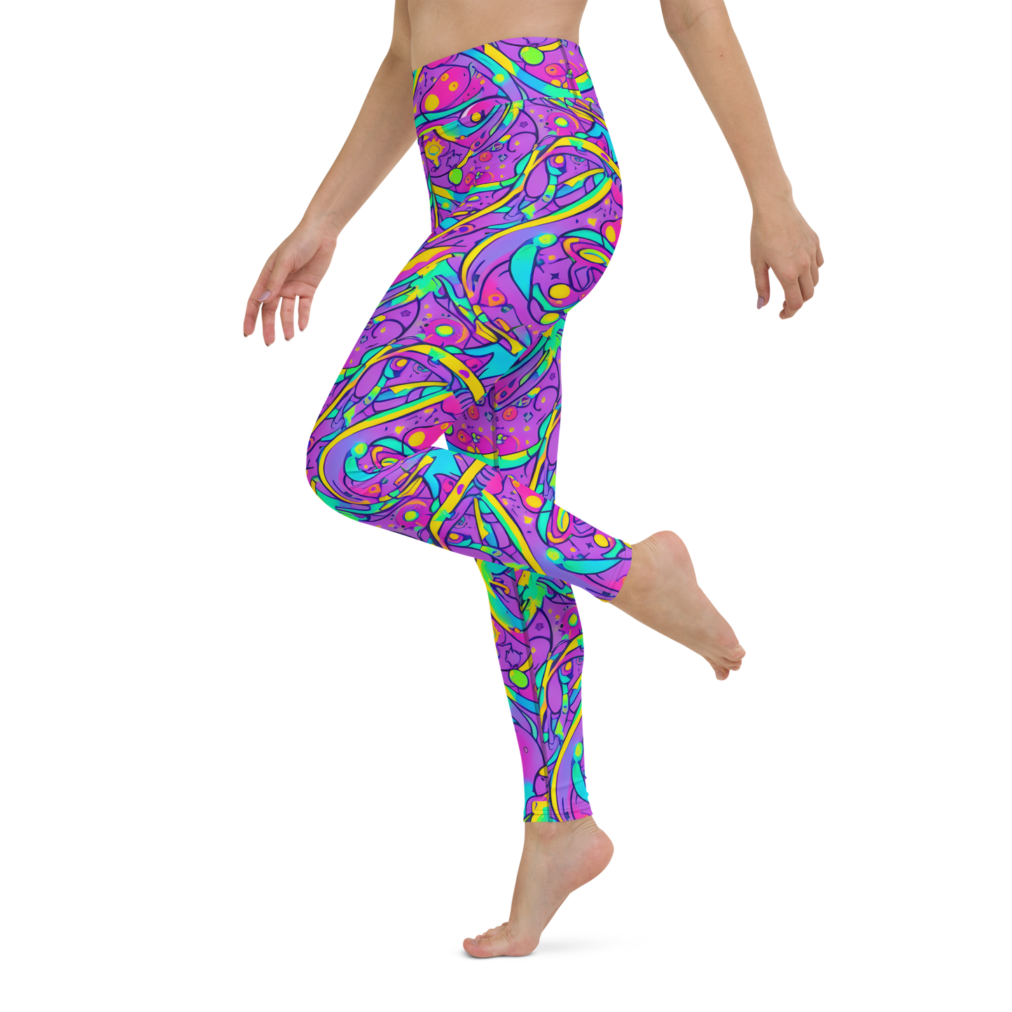 Yoga Leggings - Neon Galaxy Whirl