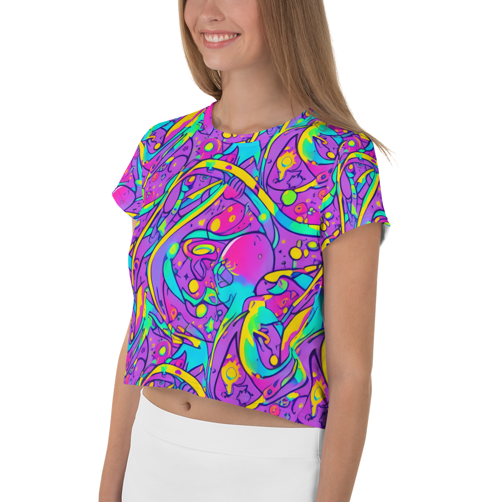 Women's Crop Tee - Neon Galaxy Whirl