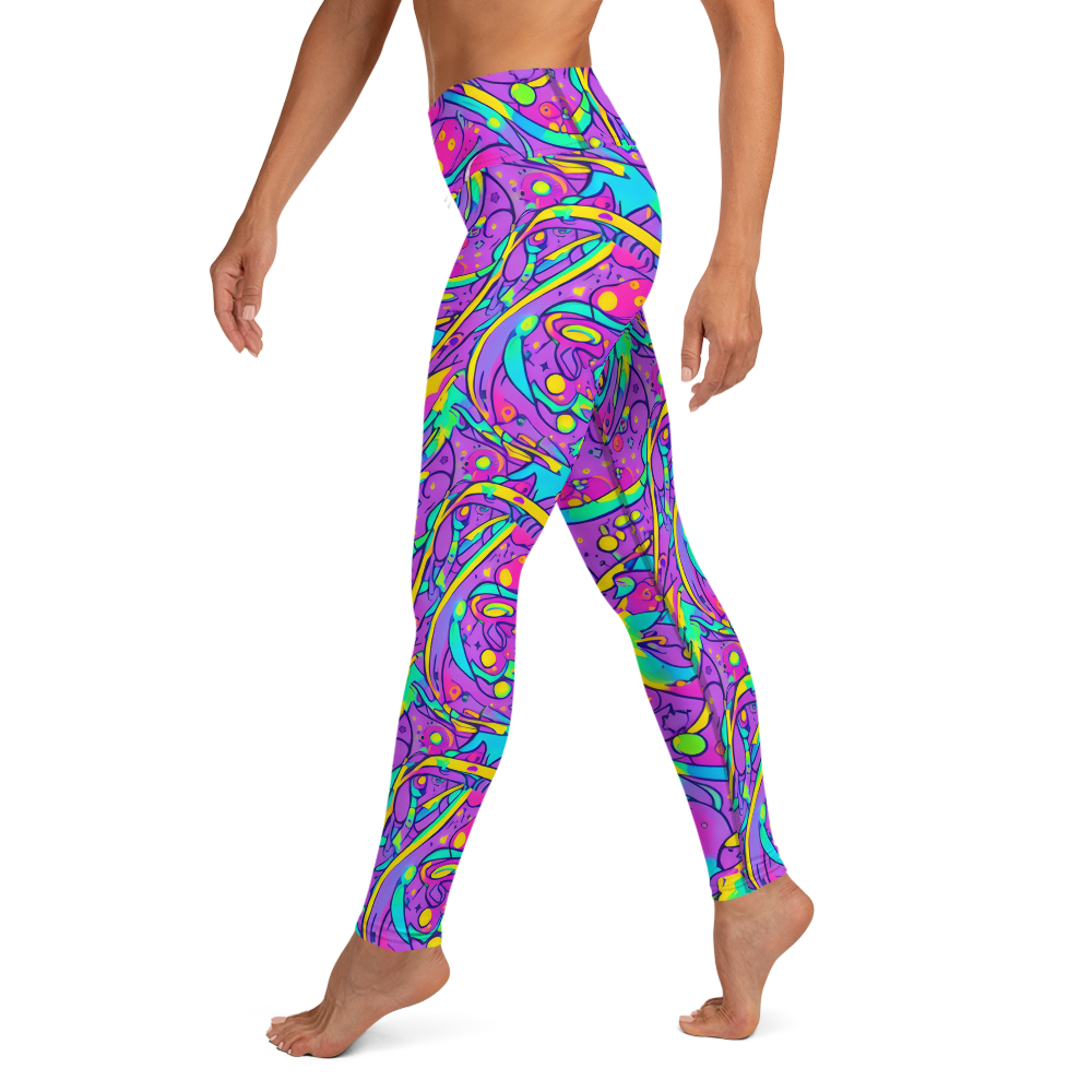 Yoga Leggings - Neon Galaxy Whirl