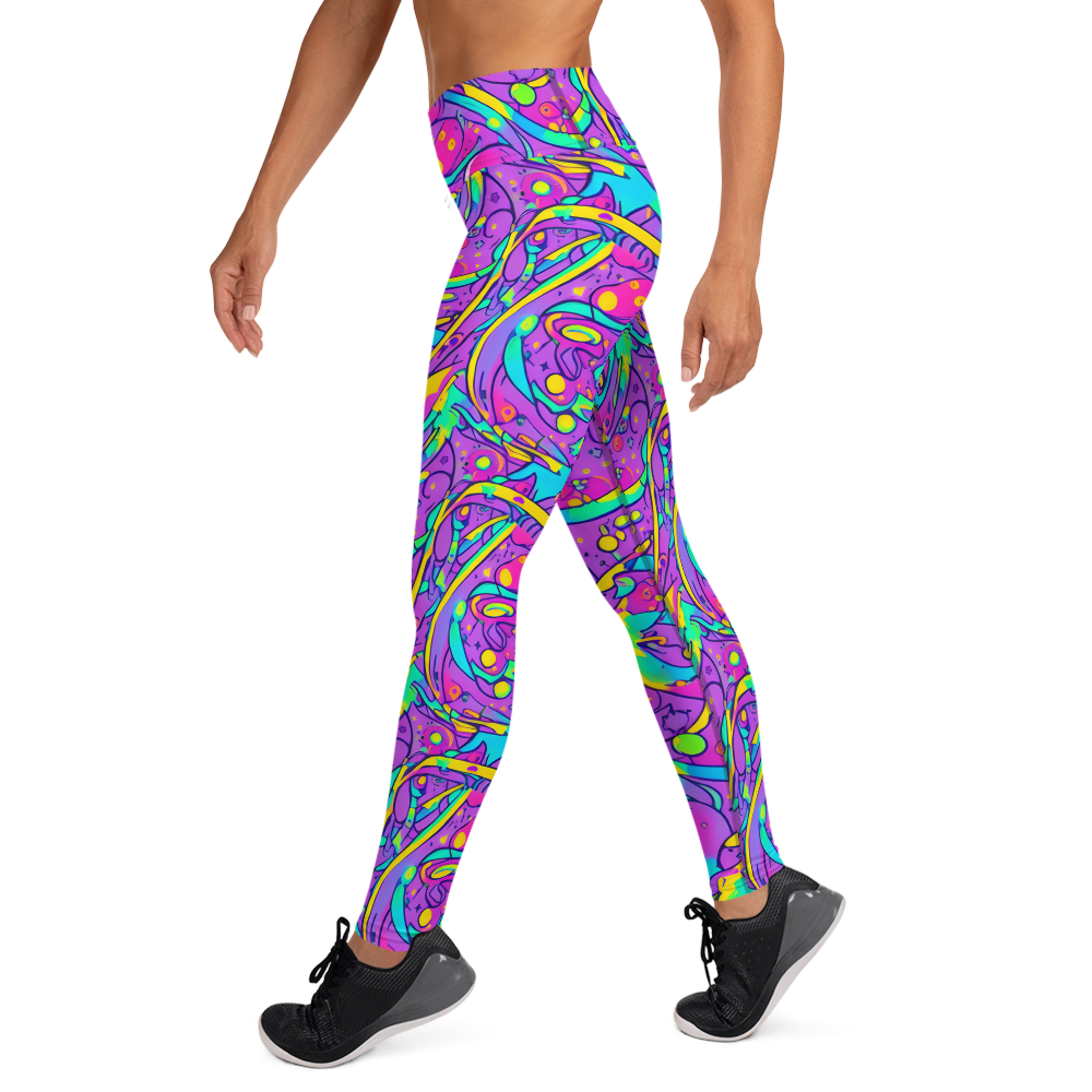 Yoga Leggings - Neon Galaxy Whirl