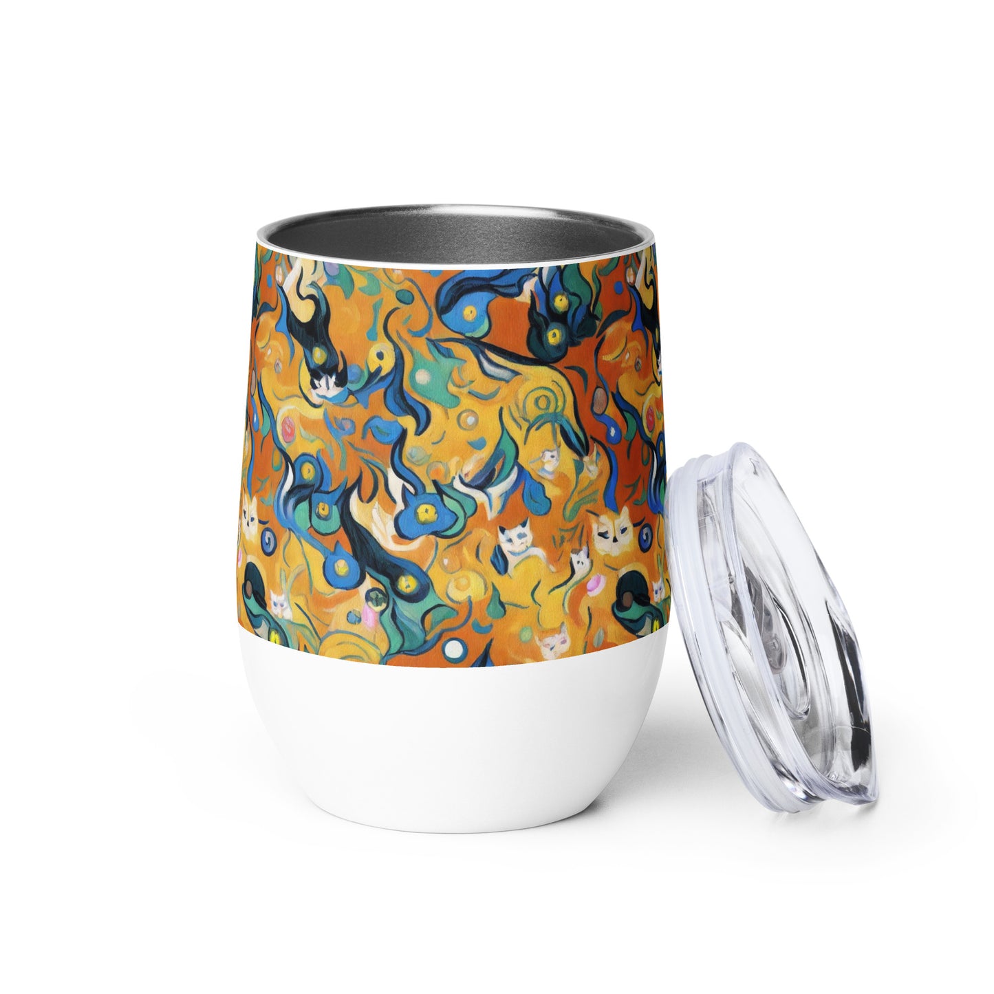 Wine Tumbler - Whimsical Feline Dance