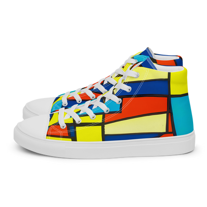 Men's High Top Canvas Shoes - Neon Fractals