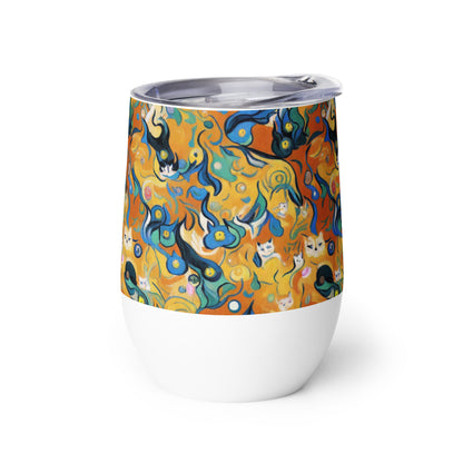 Wine Tumbler - Whimsical Feline Dance