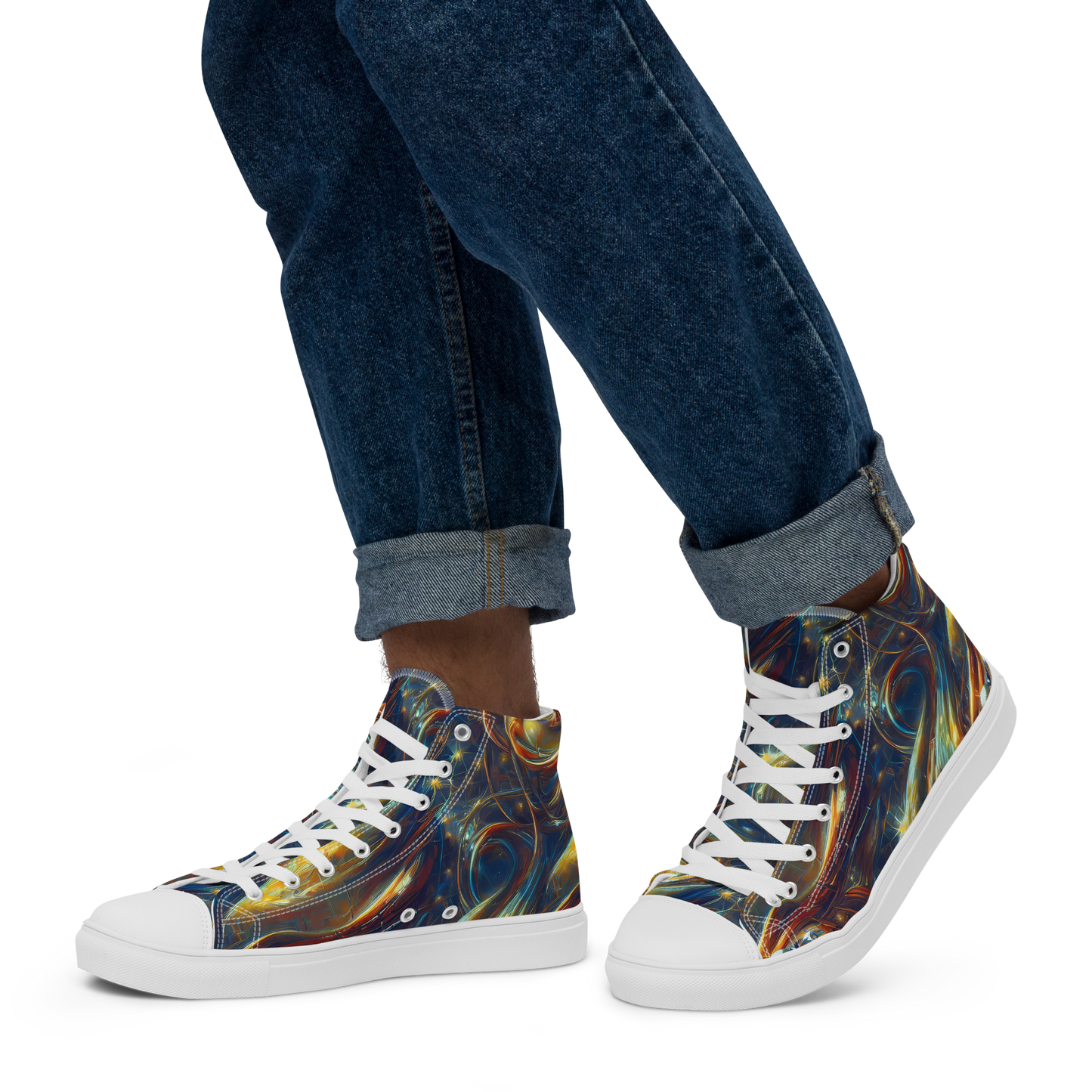 Men's High Top Canvas Shoes - Celestial Vortex