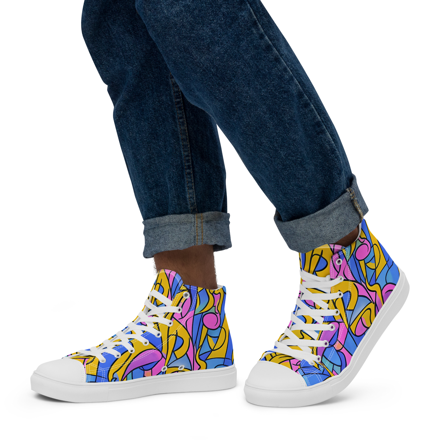 Men's High Top Canvas Shoes - Cosmic Curves