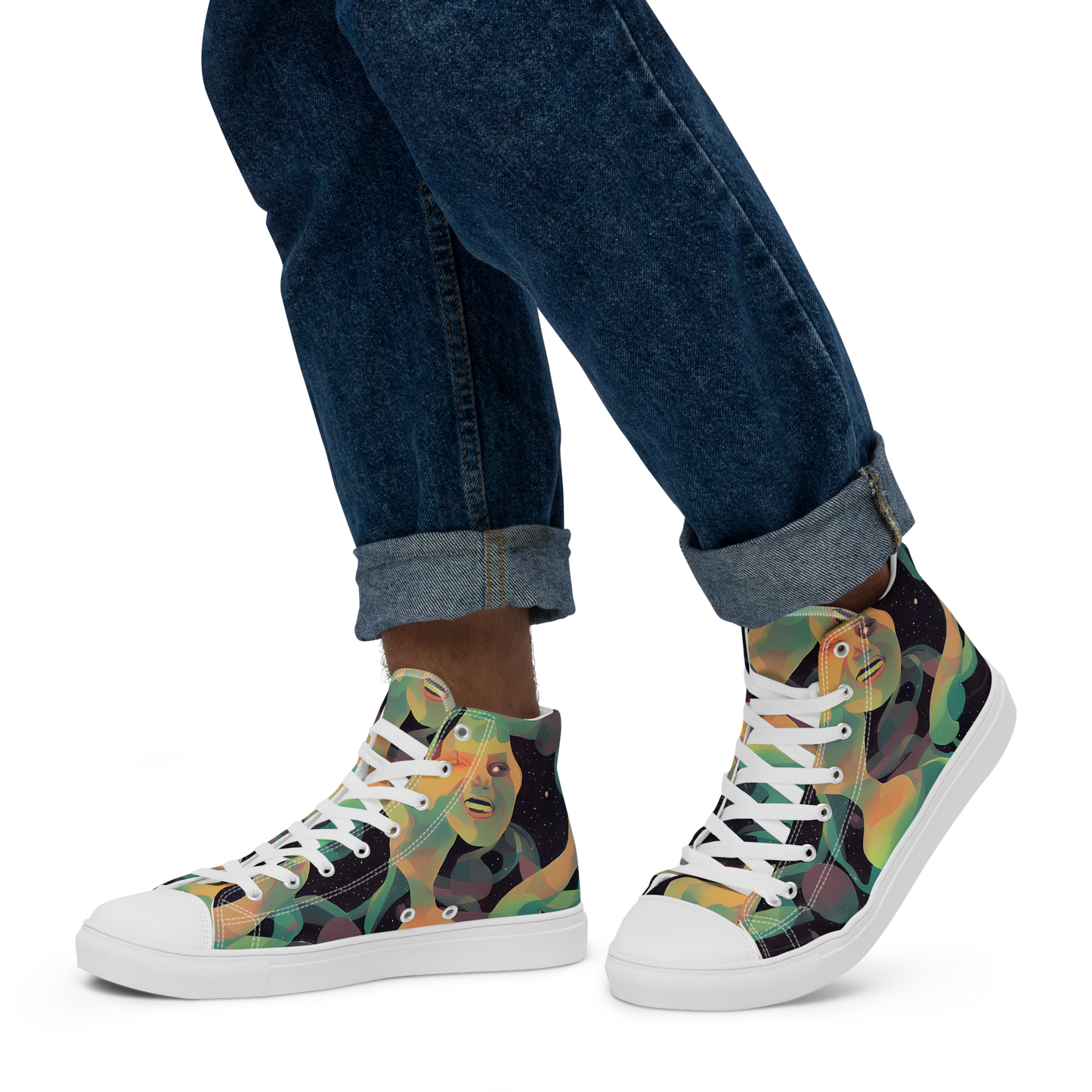 Men's High Top Canvas Shoes - Astral Rhythms